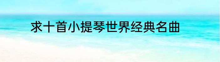 求十首小提琴世界经典名曲