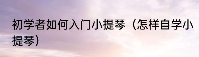 初学者如何入门小提琴（怎样自学小提琴）