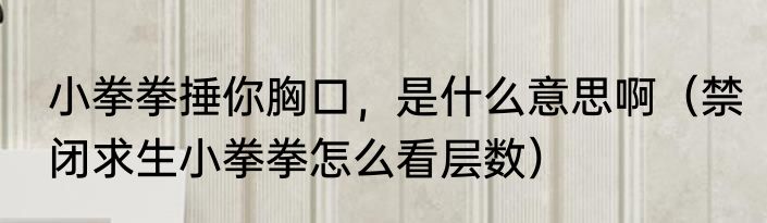 小拳拳捶你胸口，是什么意思啊（禁闭求生小拳拳怎么看层数）