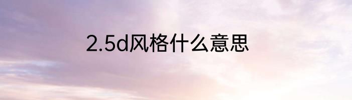 2.5d风格什么意思
