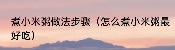 煮小米粥做法步骤（怎么煮小米粥最好吃）