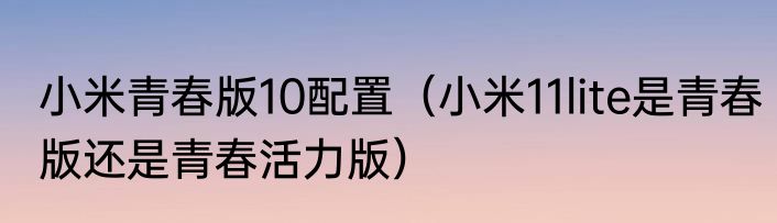 小米青春版10配置（小米11lite是青春版还是青春活力版）