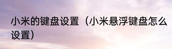 小米的键盘设置（小米悬浮键盘怎么设置）