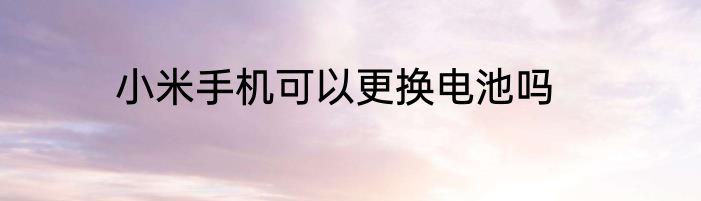 小米手机可以更换电池吗