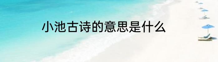 小池古诗的意思是什么