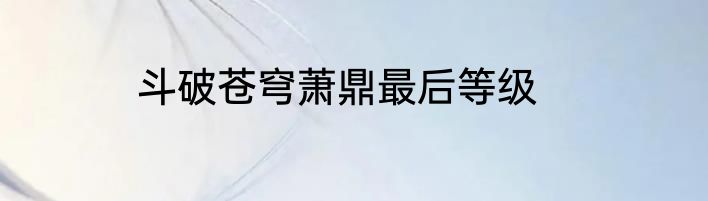 斗破苍穹萧鼎最后等级