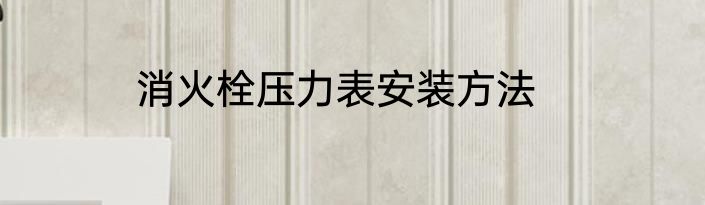 消火栓压力表安装方法