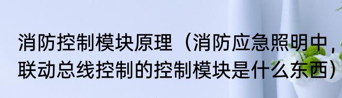 消防控制模块原理（消防应急照明中，联动总线控制的控制模块是什么东西）