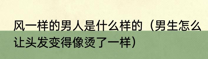 风一样的男人是什么样的（男生怎么让头发变得像烫了一样）