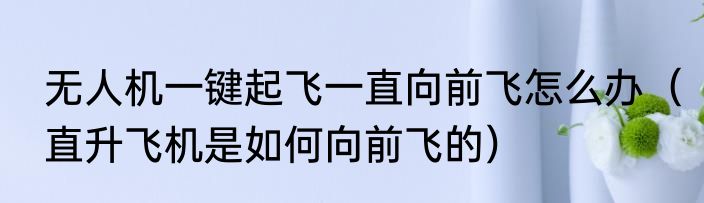 无人机一键起飞一直向前飞怎么办（直升飞机是如何向前飞的）