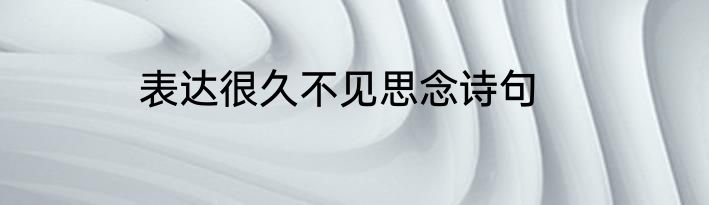 表达很久不见思念诗句