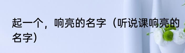 起一个，响亮的名字（听说课响亮的名字）