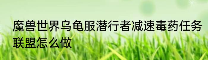 魔兽世界乌龟服潜行者减速毒药任务联盟怎么做