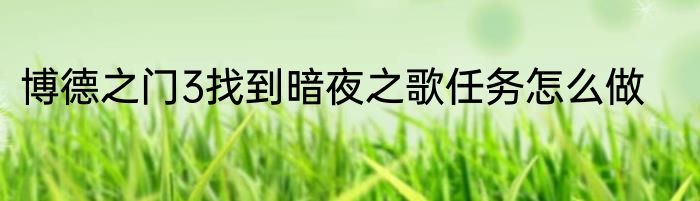 博德之门3找到暗夜之歌任务怎么做