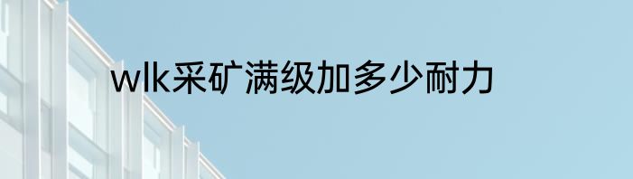 wlk采矿满级加多少耐力