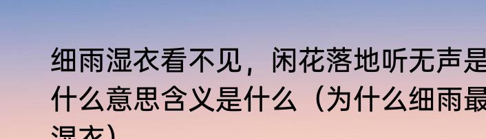 细雨湿衣看不见，闲花落地听无声是什么意思含义是什么（为什么细雨最湿衣）