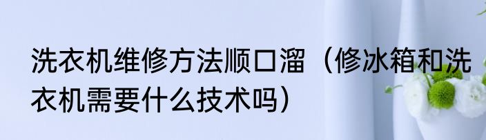洗衣机维修方法顺口溜（修冰箱和洗衣机需要什么技术吗）