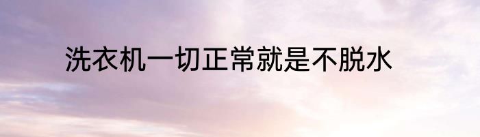 洗衣机一切正常就是不脱水