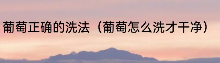 葡萄正确的洗法（葡萄怎么洗才干净）