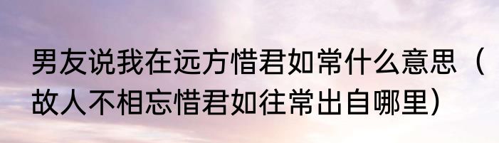 男友说我在远方惜君如常什么意思（故人不相忘惜君如往常出自哪里）