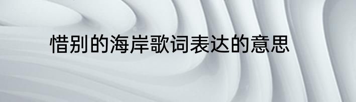 惜别的海岸歌词表达的意思