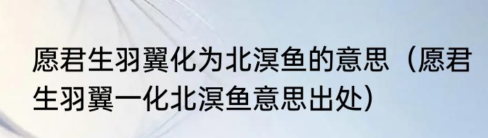 愿君生羽翼化为北溟鱼的意思（愿君生羽翼一化北溟鱼意思出处）