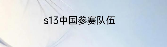 s13中国参赛队伍