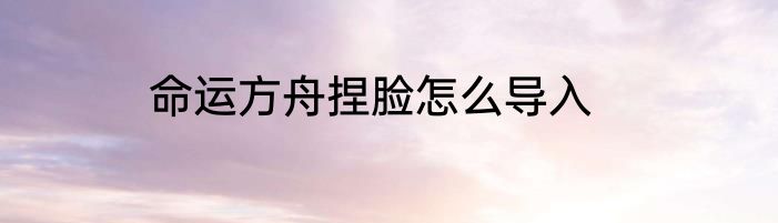 命运方舟捏脸怎么导入