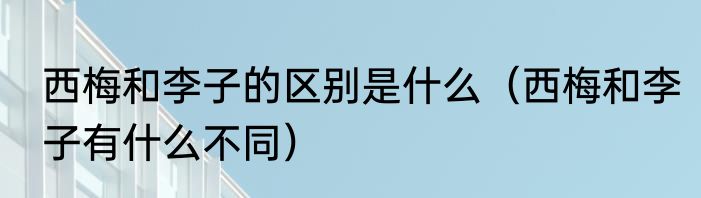 西梅和李子的区别是什么（西梅和李子有什么不同）