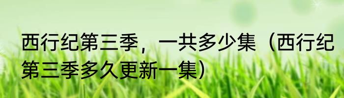 西行纪第三季，一共多少集（西行纪第三季多久更新一集）
