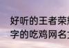 好听的王者荣耀名字女，单字（一个字的吃鸡网名女生）
