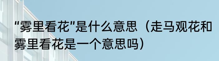 “雾里看花”是什么意思（走马观花和雾里看花是一个意思吗）