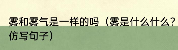 雾和雾气是一样的吗（雾是什么什么?仿写句子）