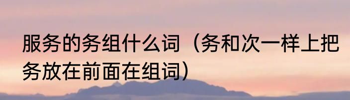 服务的务组什么词（务和次一样上把务放在前面在组词）