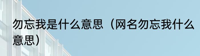 勿忘我是什么意思（网名勿忘我什么意思）
