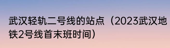 武汉轻轨二号线的站点（2023武汉地铁2号线首末班时间）