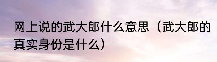 网上说的武大郎什么意思（武大郎的真实身份是什么）