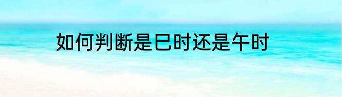 如何判断是巳时还是午时