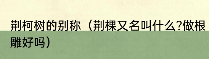 荆柯树的别称（荆棵又名叫什么?做根雕好吗）