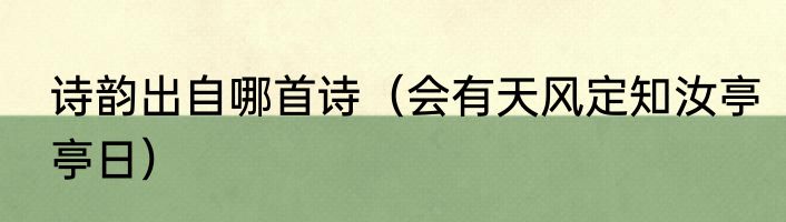 诗韵出自哪首诗（会有天风定知汝亭亭日）