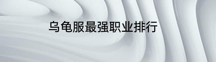 乌龟服最强职业排行