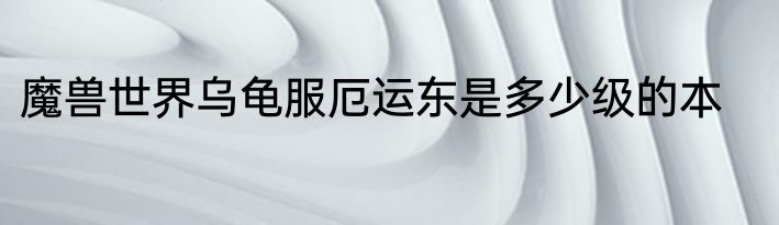 魔兽世界乌龟服厄运东是多少级的本