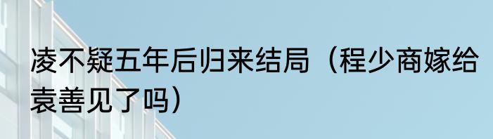 凌不疑五年后归来结局（程少商嫁给袁善见了吗）