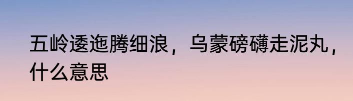 五岭逶迤腾细浪，乌蒙磅礴走泥丸，什么意思