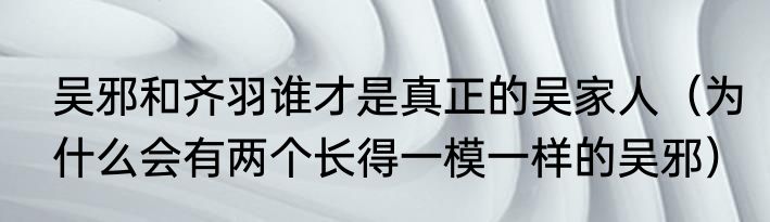 吴邪和齐羽谁才是真正的吴家人（为什么会有两个长得一模一样的吴邪）