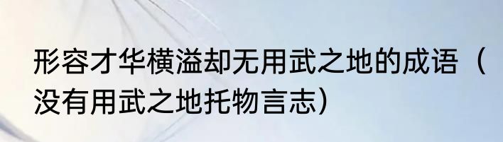 形容才华横溢却无用武之地的成语（没有用武之地托物言志）