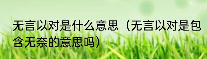 无言以对是什么意思（无言以对是包含无奈的意思吗）