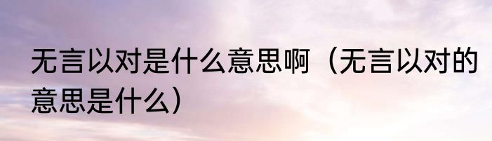 无言以对是什么意思啊（无言以对的意思是什么）