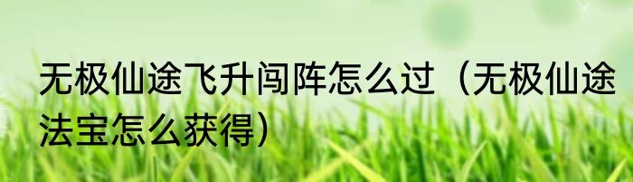 无极仙途飞升闯阵怎么过（无极仙途法宝怎么获得）