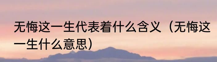 无悔这一生代表着什么含义（无悔这一生什么意思）